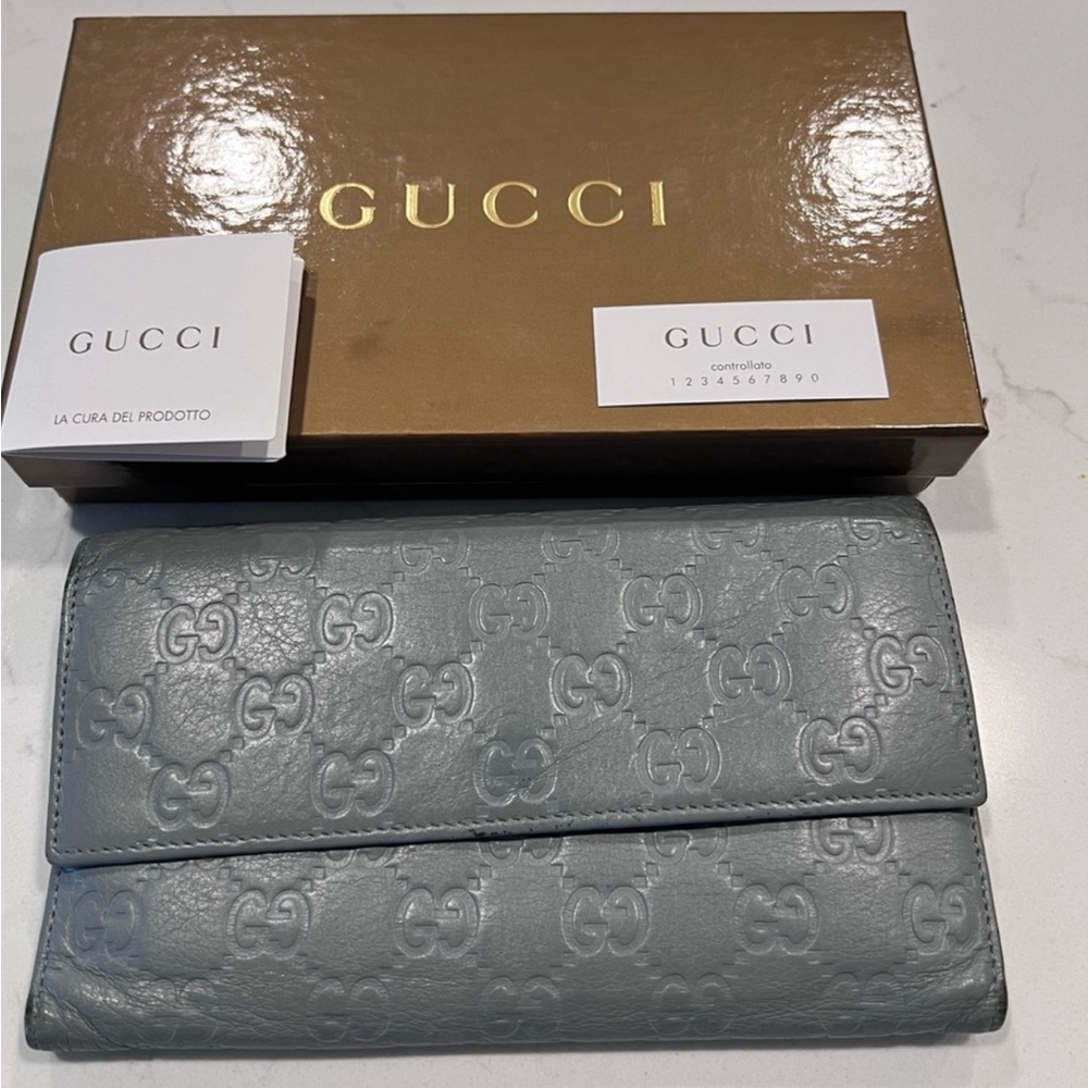 Gucci Grey Leather Vintage Wallet